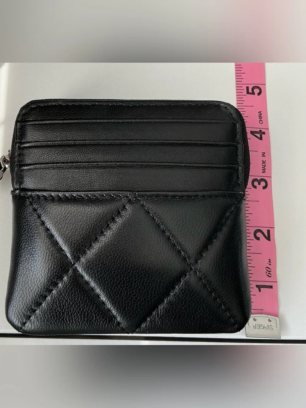 Black Quilted Compact Wallet - Women's Small Zip Purse